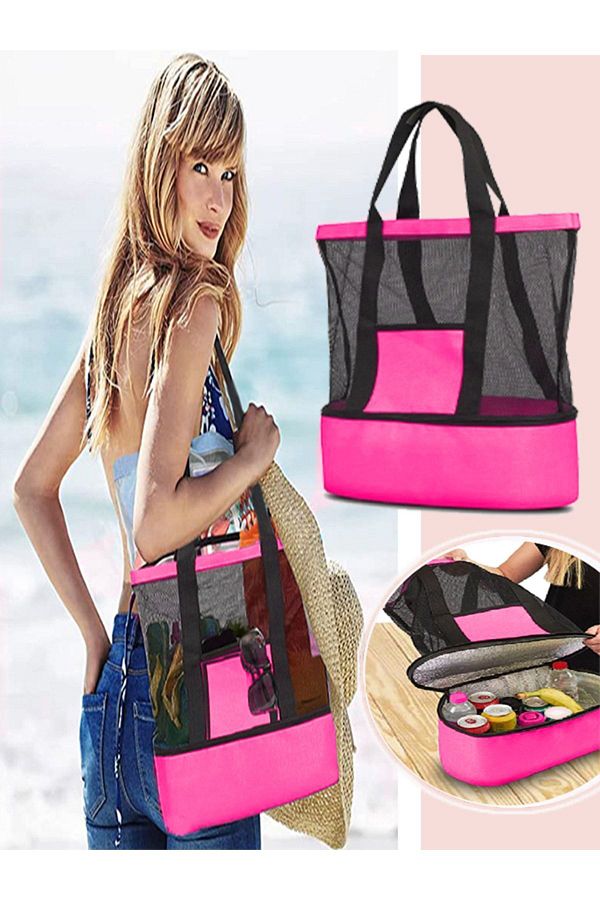 Hot pink beach bag sales