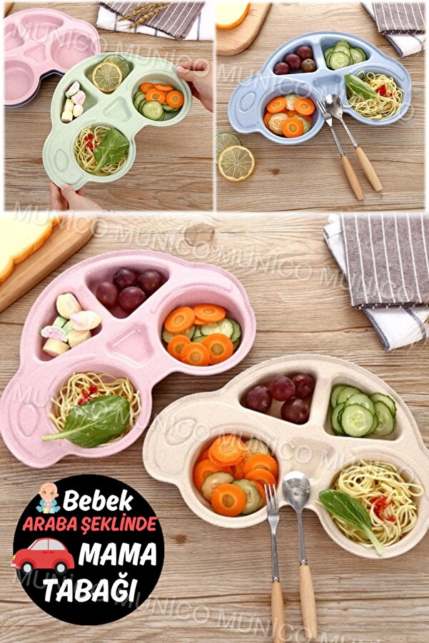 Munico Bebek Tabağı Silikon Vakumlu Küçük Çocuk Tabak Küçük Çocuklar için Bölünmüş Tabak Kendinden Besleme