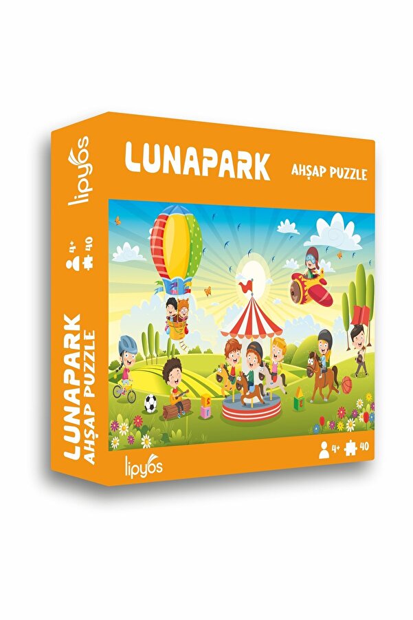 LİPYOS Lunapark'ta Eğlence 40 Parça Mini Ahşap Puzzle