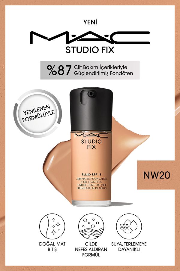 M.A.C-Matte Foundation Lasting up to 24 Hours - Studio Fix Fluid Spf15 - Color: Nw20 - 30ml 1