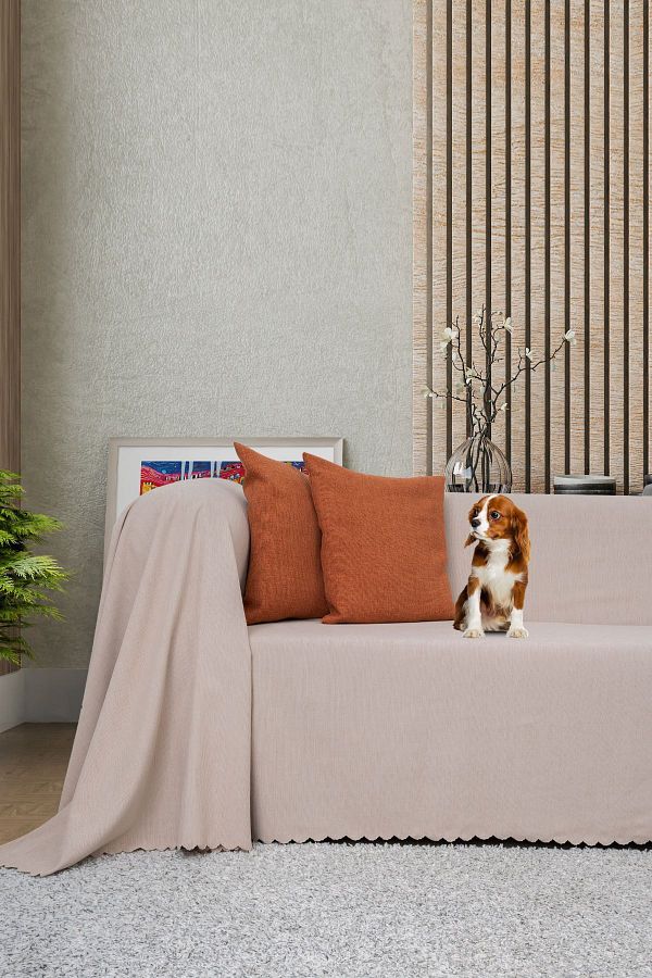 Latuda Concept-175x300 Microfiber Chenille Sofa Cover and Sofa Bed Cover - Double Sided Non-Slip, Camel 1