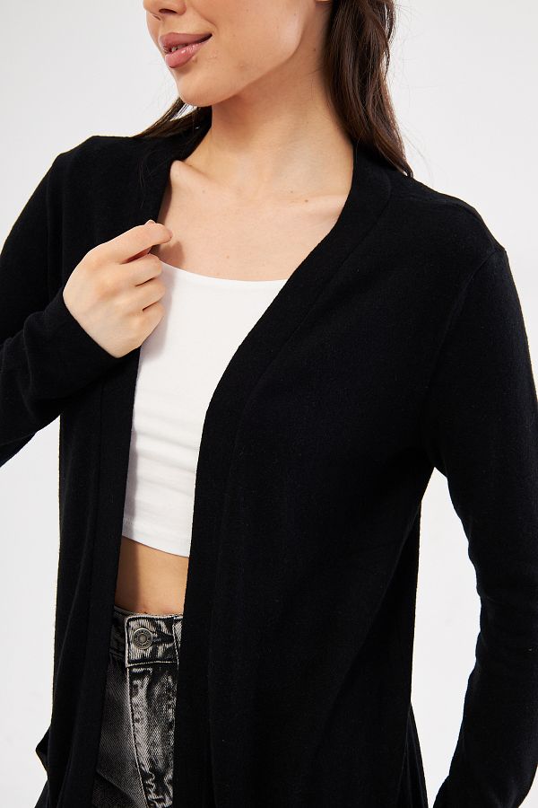 Black buttonless cardigan best sale
