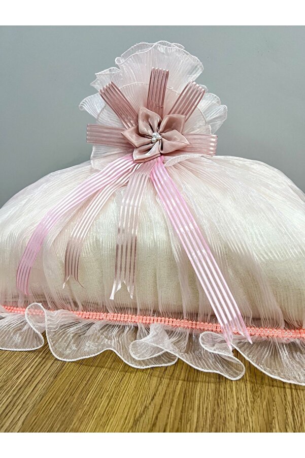 AYHANHOME Saten Bohça İşleme Güllü Bohça Süslü Söz Nişan Hurcu Çeyizlik 50x40