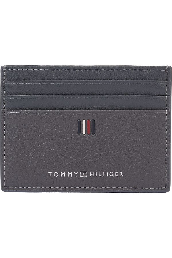 Tommy Hilfiger-Portofel pentru bărbați, cu logo-ul mărcii, cu suprafață netedă, gri închis, cu mai multe sloturi pentru carduri AM0AM11858-PSM 1