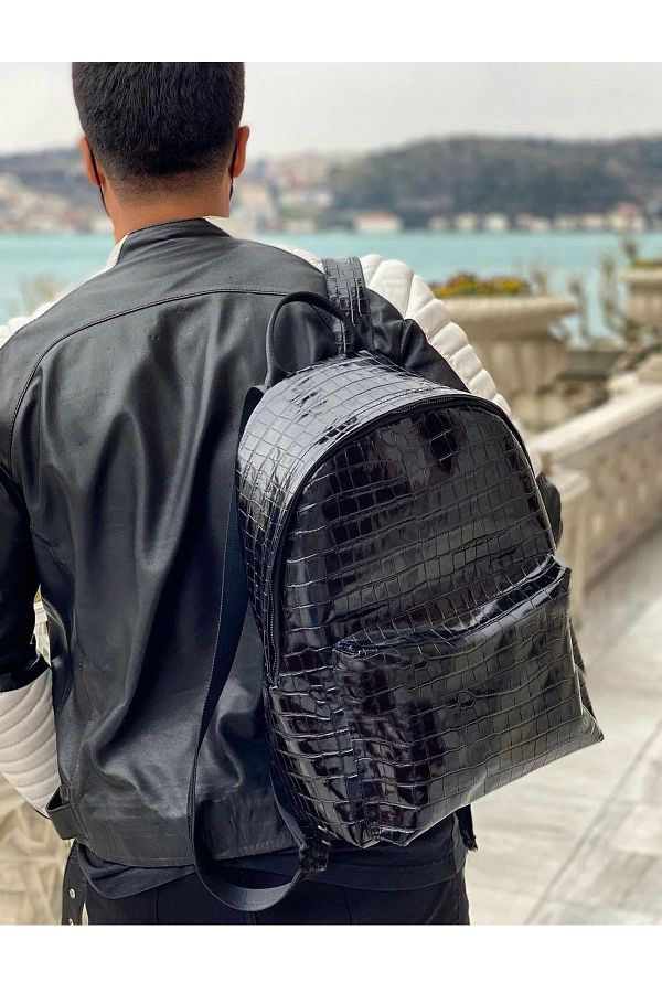 The Moda West Black Crocodile Unisex Daily Sports and School Backpack Trendyol
