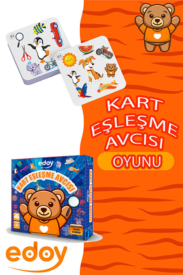 edoy Kart Eşleme Avcısı Montessori Zeka Oyunları 54 Kart Macerası: Nesne Eşleme Görevi