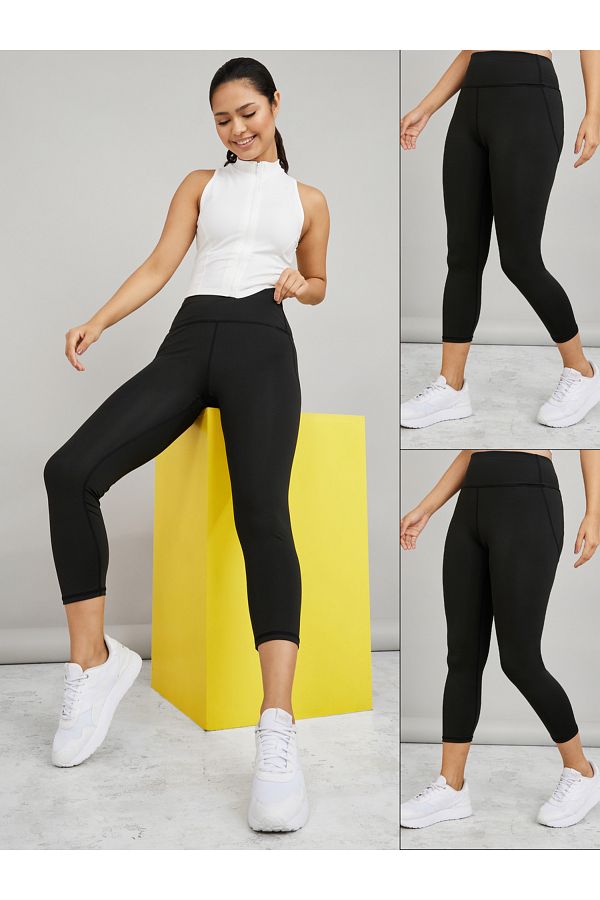 Styli Pack of 2 Elastic Waistband Core Capris Trendyol