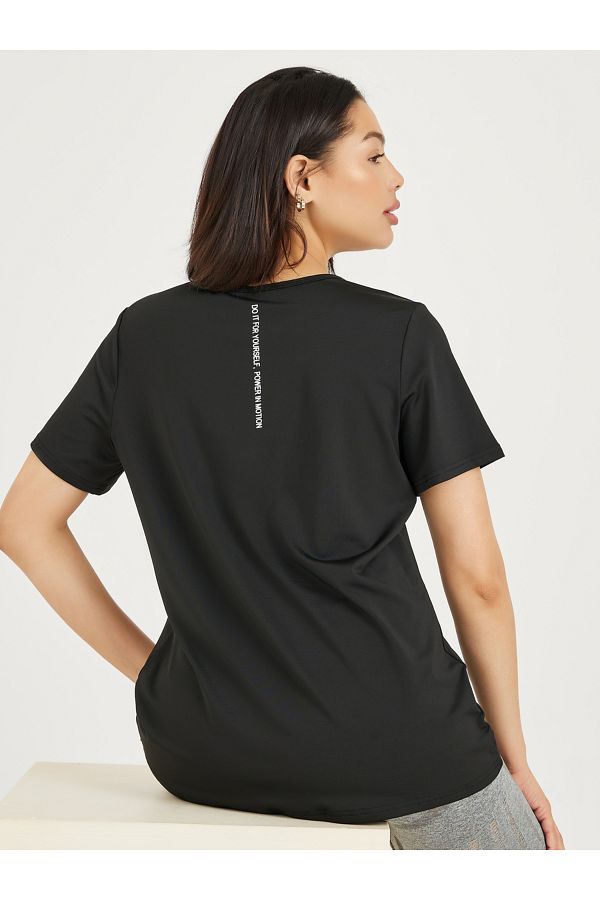 Styli Minimal Slogan Detail Loose Yoga Top Trendyol