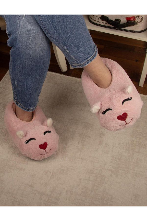 Pink cat slippers store