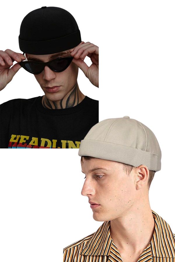 Ritagarcia-Adjustable Black-beige Retro Skullcap Summer Set of 2 1