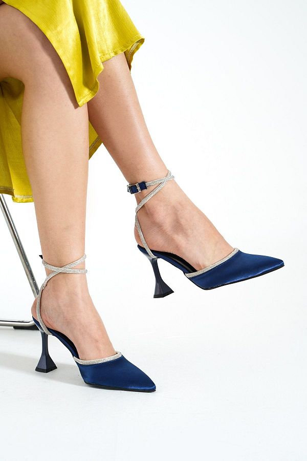 Ladies navy ankle strap shoes store