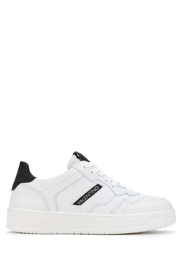 Mario Valentino White and Black Unisex Genuine Leather Sneakers Sports Shoes Trendyol