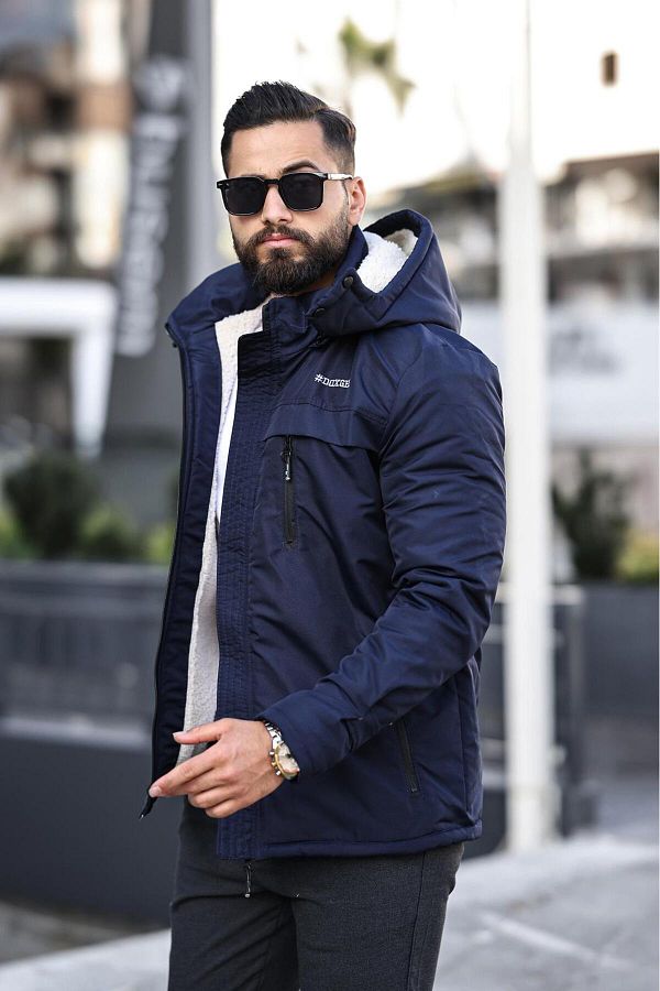 DOXGER Men s Personality Coat Fur Inside Mobile Hood Trendyol