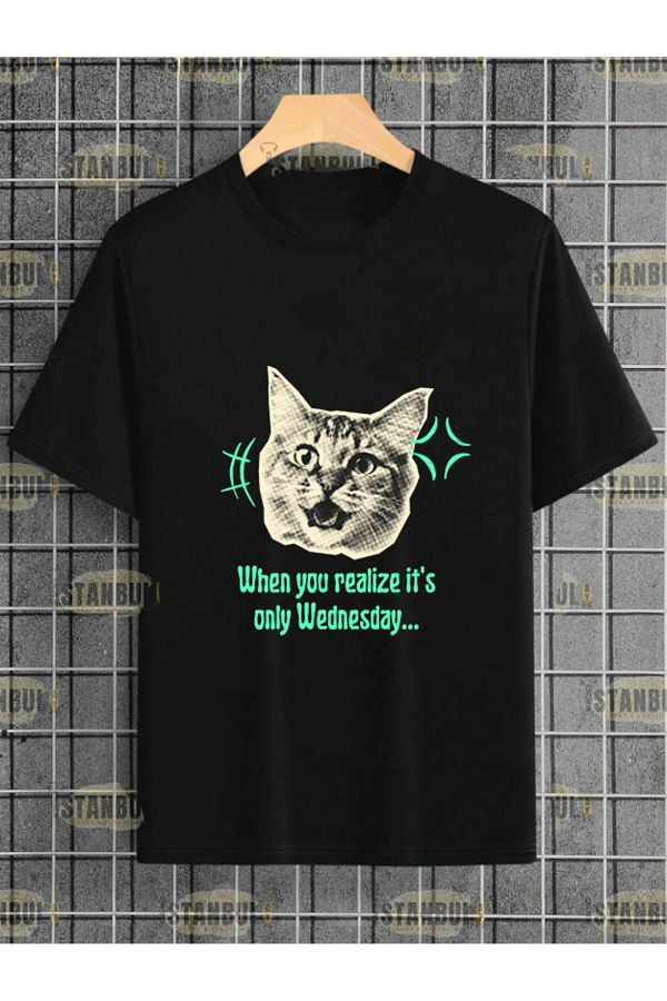 aynewmoda-Μπλουζάκι Oversize Cat Printed 1