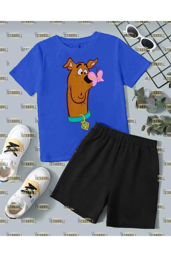 aynewmoda-Scooby Doo Patterned T-shirt and Shorts Set 1