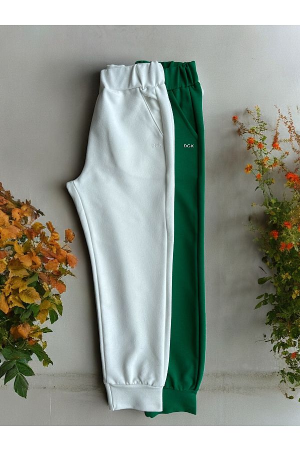 DGK COLLECT ON High Printed 2 Piece Girl s Set Men s Sweatpants Ecru Green Trendyol