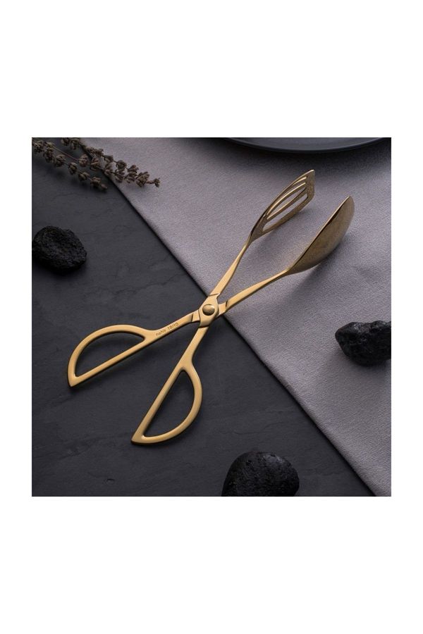 Nehir-Gold Plated Scissors Tongs, Scissors Tongs, Table Scissors, American Tongs Service 1