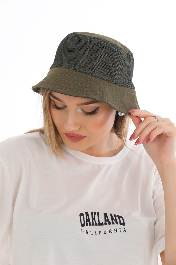 Ritagarcia-Mesh Khaki Fisherman Bucket Hat 1