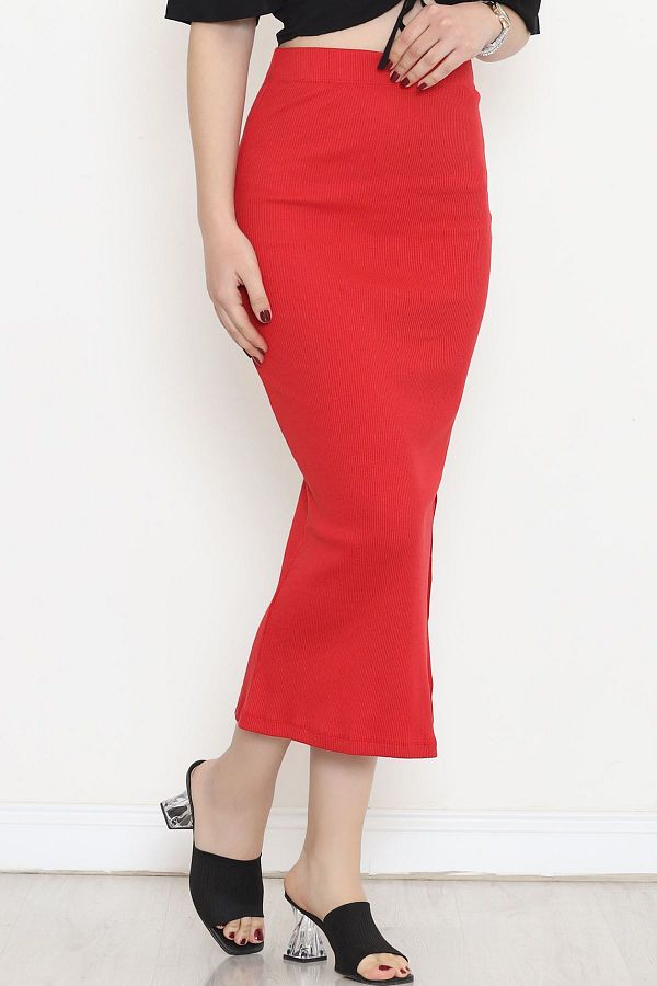 Red elastic pencil skirt shop