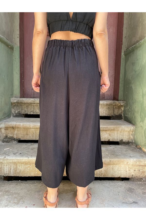 Bohoyasam Bohemian Wide Leg Cropped Pants Capri Pants Loose Trousers Samurai Pants Trendyol