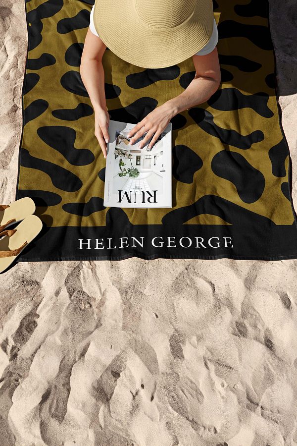 Helen George-New Land - Brown Black Leopard Patterned Oversize Beach Towel HGTW0001349 1
