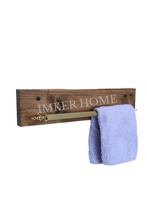 IMKER HOME Walnut gold Wooden Bathroom Organizer Stainless Towel Rack Wall Towel Holder Washcloth Holder Organizer Trendyol