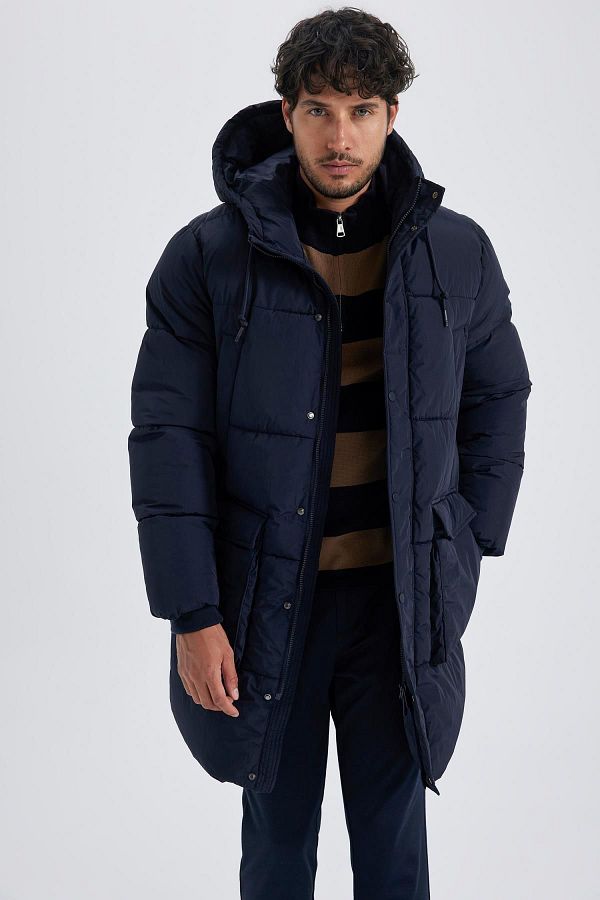 Defacto Windproof Hooded Puffer Jacket Parka Zippered and Pocketed A3390Ax23Wn Trendyol