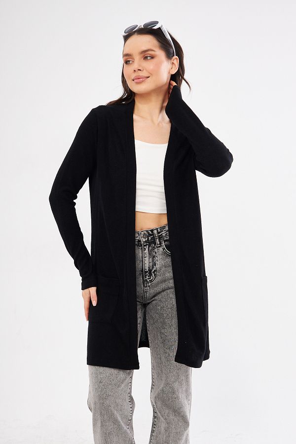 TUB A Women s Black Color Pocketed Buttonless Cardigan Trendyol