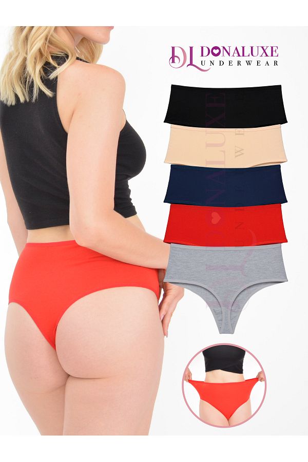 Donaluxe-Red, Skin, Navy Blue, Grey and Black Thong, Soft Cotton 5 Pcs Package 1