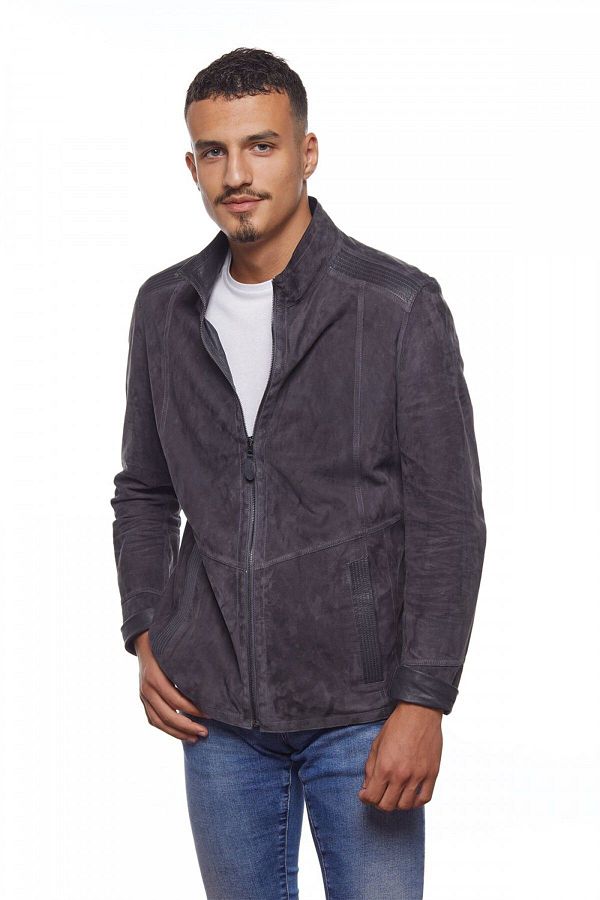 Deriderim Anthracite Curtis Men s Zippered Unlined Light Thin Double Sided Genuine Suede Coat Trendyol