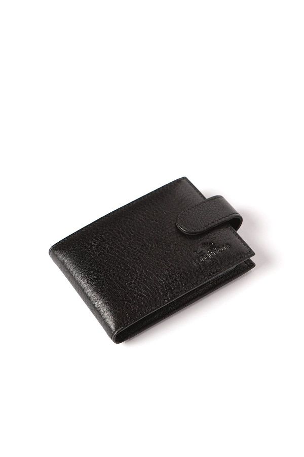Cangurione-Genuine Leather Card Holder with Black Snap Closure and Fixed Inside and Removable Transparent Section 1