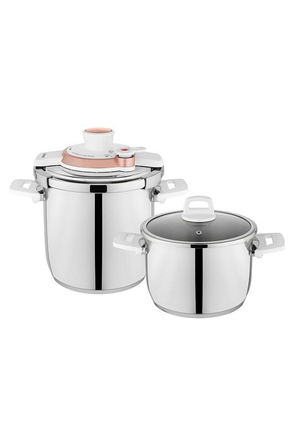 Schafer Optima Pressure Cooker Set 4 6 5 Lt White Rose Gold Trendyol