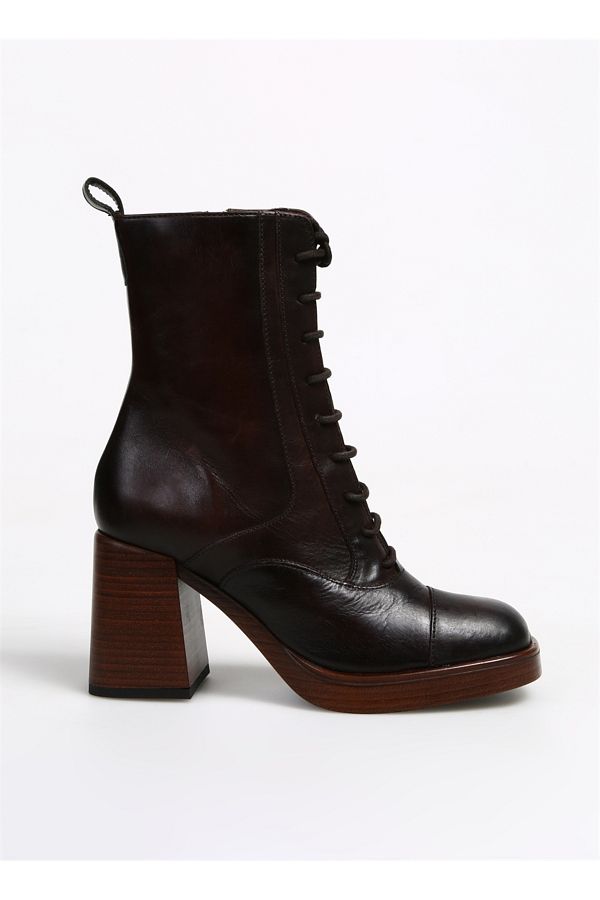 George Hogg Women s Leather Heeled Boots Brown 2SOFT2011 Size 40 Trendyol