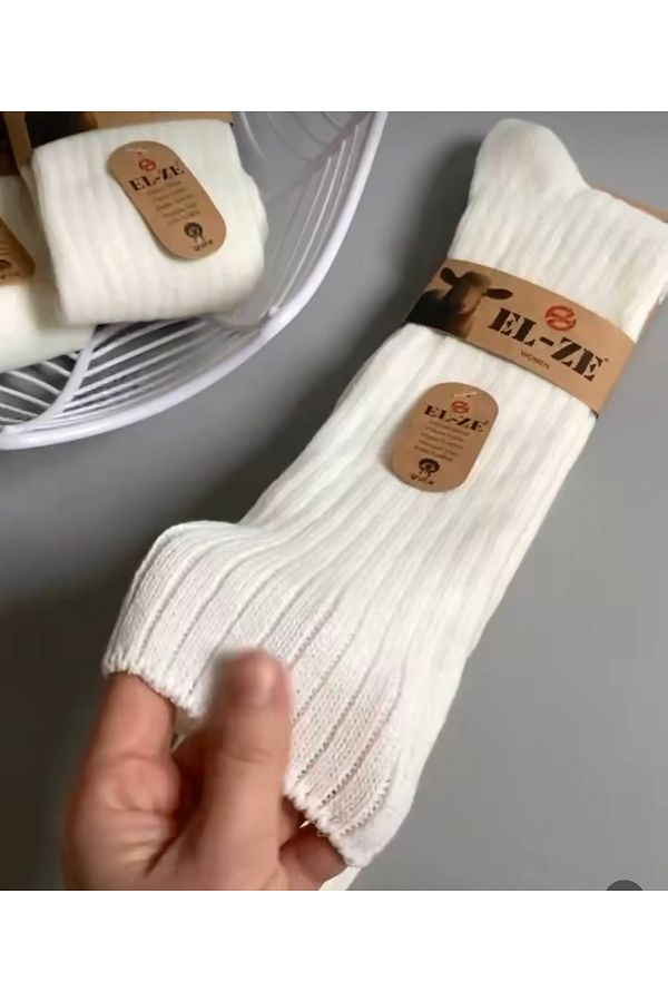 elze socks-جوارب مطاطية بدون خياطة من الصوف بطول الركبة 1