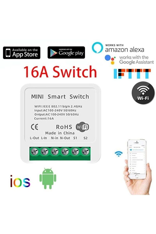 bilteknik-Aubess 16 Ampere Tuya Mini Two Way Wifi Switch 1