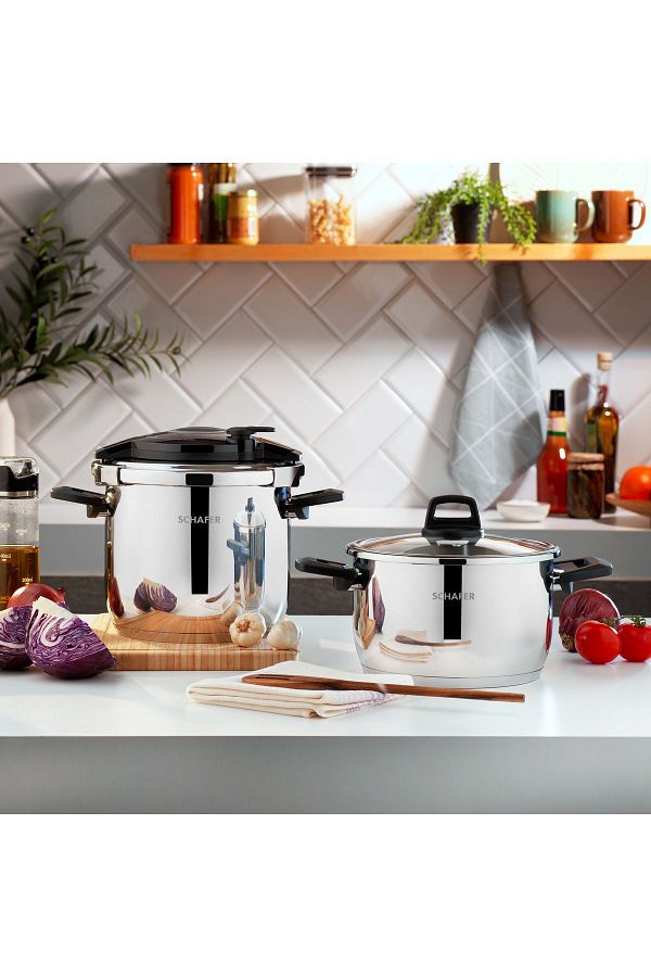 Schafer Optima Pressure Cooker Set 4 6 5 Lt Black Grey Trendyol