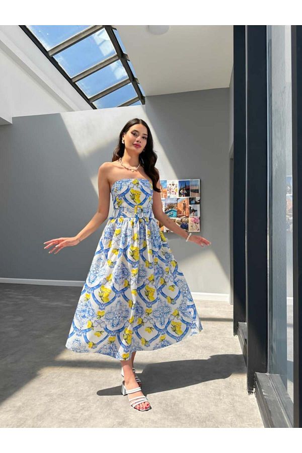 Strapless belted dress cheap