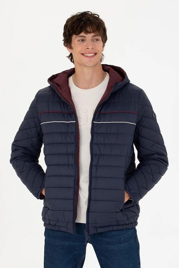 U.S. Polo Assn. Claret Red Navy Blue Men s Double Sided Coat Trendyol
