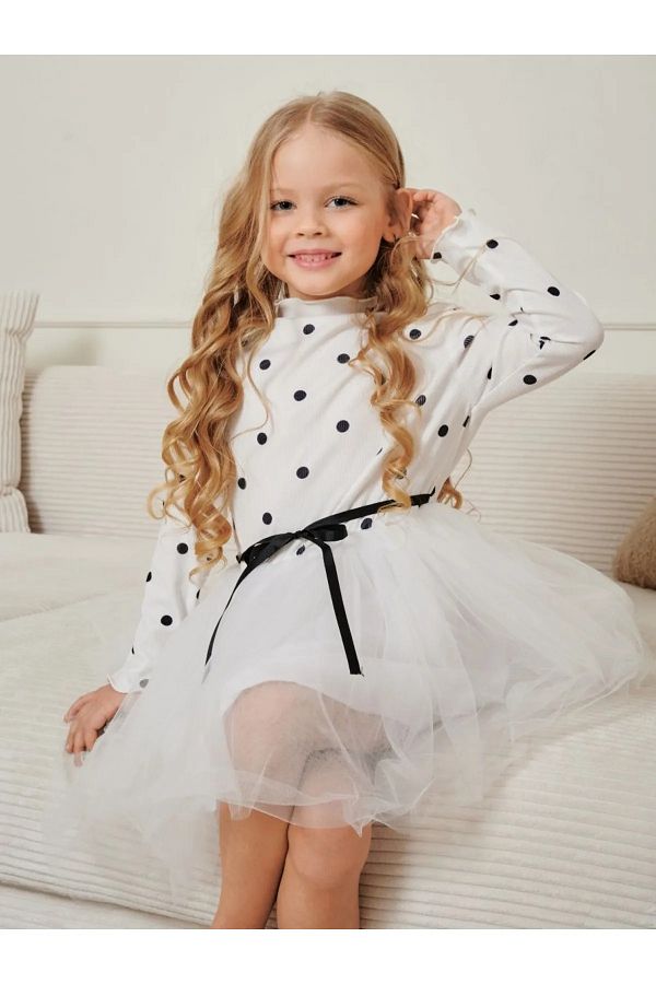 Wera Baby Flexible and Polka Dot Long Sleeve Lycra Tutu Dress for Baby Girl Trendyol