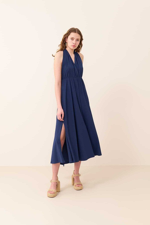 Roman Navy Blue Maxi Length Backless Dress Y2421013 015 Trendyol