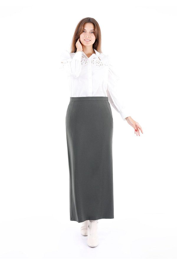 Classic khaki pencil skirt online