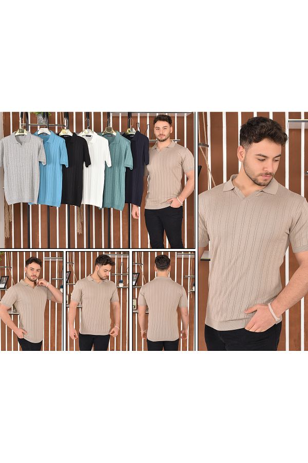 BAYMAN Men s Polo Neck Knitwear Short Sleeve T Shirt Trendyol