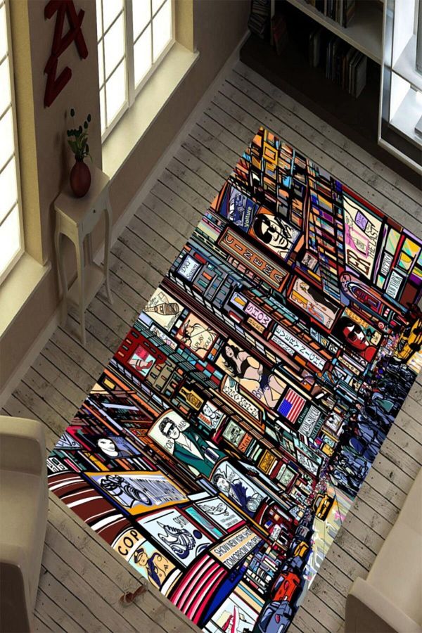 Resmiro-Times Square Design Digital Printed Carpet 1