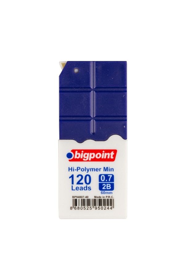Bigpoint-طرف قلم 2B أزرق داكن 0.7 مم - أنبوب 120 قطعة، علبة 12 قطعة 1