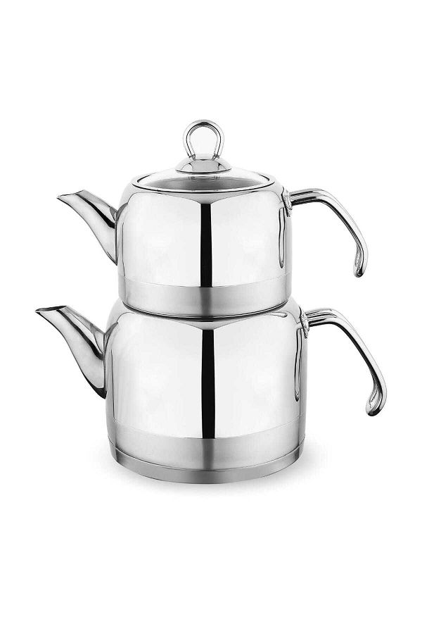 Schafer-Ada Metal Medium Size Steel Teapot Set Inox 1