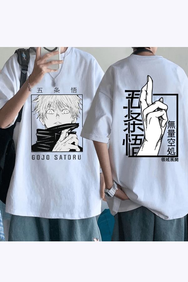 POPULUS-Gojo Satoru Printed Front and Back T-Shirt 1