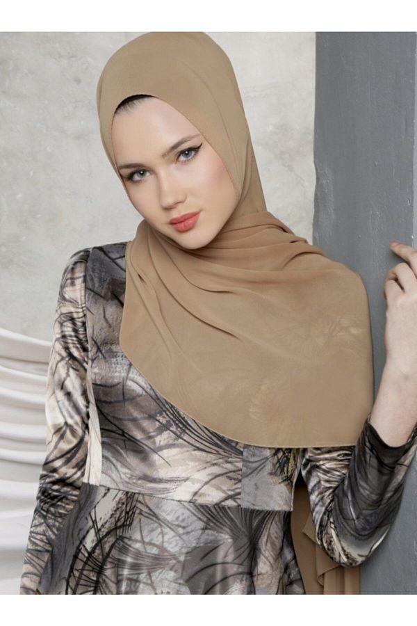 Differenza-Dark Beige Crepe Chiffon Shawl 1