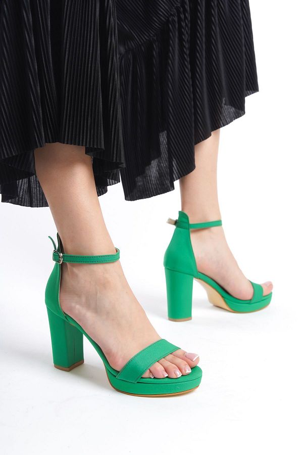 GokDesem Green Single Strap Thick Heeled Gokdesem Women s Shoes Trendyol