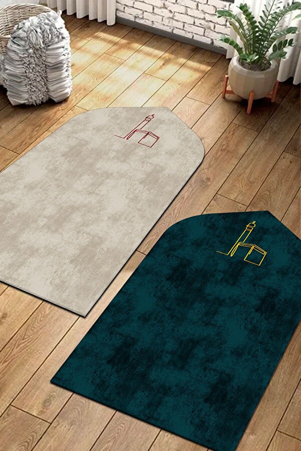 PINKIE HOME Digital Printing Prayer Rug, Double Prayer Rug, Kaaba