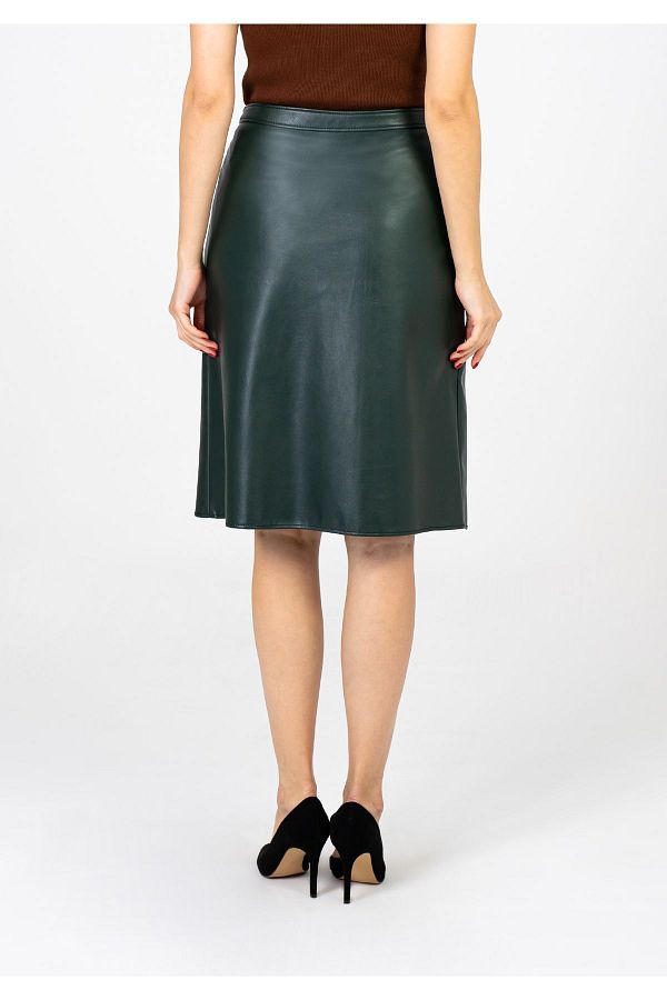 Green faux leather skirt with pockets outlet